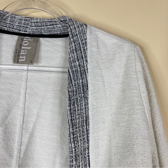 Anthro Dolan Left Coast | Sheridan Off-White Black Open Front Jacket Blazer S - Picture 2 of 5